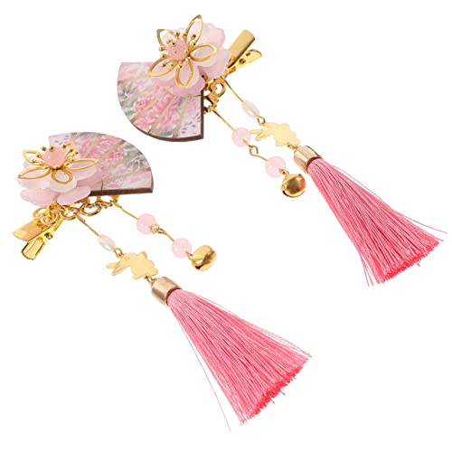 HAMPPLIES 2 Stück Japanische Fächer Haarspangen für Damen Kawaii Haarschmuck für Kimono Outfits Haarnadeln für Verschiedene Anlässe von HAMPPLIES