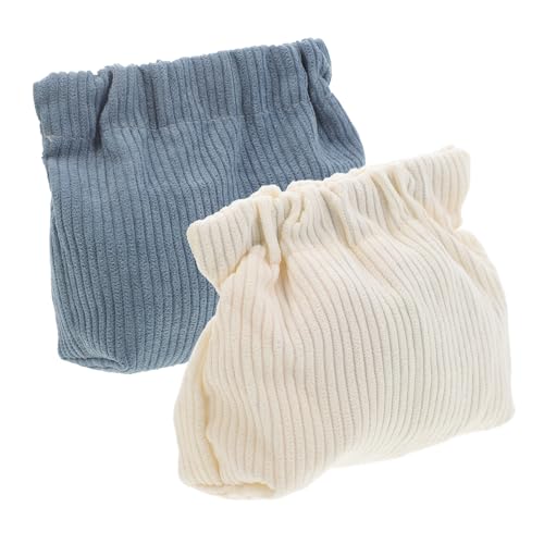 HAMPPLIES 2 Stück Kleine Make Up Tasche aus Cord Leichte Kosmetiktaschen für Reisen Tragbare Schminktaschen in und Blau Multifunktionale Organizer für Lippenstifte und Beauty Accessoires von HAMPPLIES