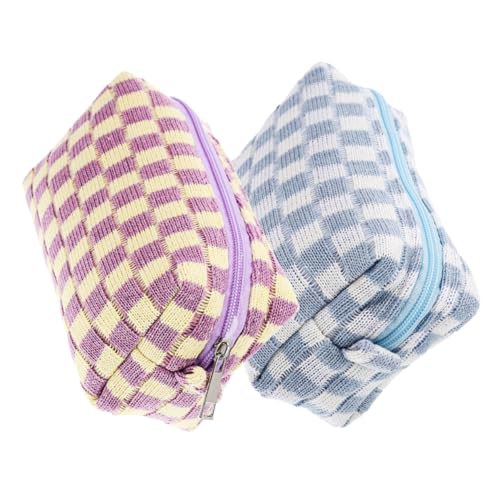 HAMPPLIES 2 Stück Kosmetiktasche Karierte Make Up Beutel für Tragbare Reise Organizer Viel Stauraum für Kosmetik und Pflegeprodukte von HAMPPLIES