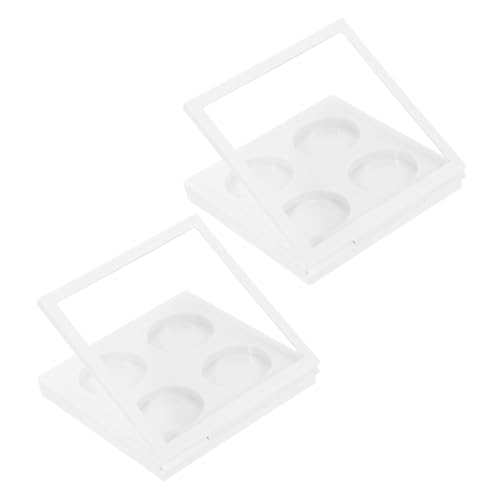 HAMPPLIES 2 Stück Leere Lidschattenbox Fächer Weiß mit Magnetverschluss Transparentes Fenster Kosmetik Organizer für Einzelne Lidschatten Pulver Make Up Zubehör von HAMPPLIES