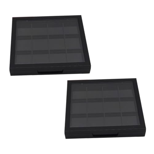 HAMPPLIES 2 Stück Leere Nachfüllbare Kosmetik Organizer mit Deckel Kompakte Lippenstift und Lidschatten Behälter Praktisches Make Up Aufbewahrungs für Reisen und Alltag Schwarz von HAMPPLIES