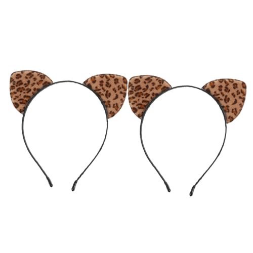 HAMPPLIES 2 Stück Leopardenohren Haarreif Stylisches Katzenohr Stirnband für Party Cosplay und Karneval Weiches Bequemes Design mit Kreativem Katzenohren für Damen und Mädchen von HAMPPLIES