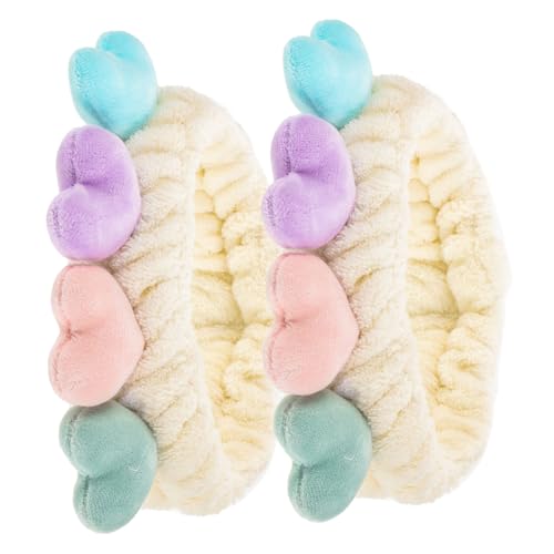 HAMPPLIES 2 Stück Love Heart Haarbänder aus Weichem Elastisches Stirnband mit Niedlichem Design Verstellbar und Rutschfest Geeignet zum Abschminken und Waschen Gesichts für Damen von HAMPPLIES