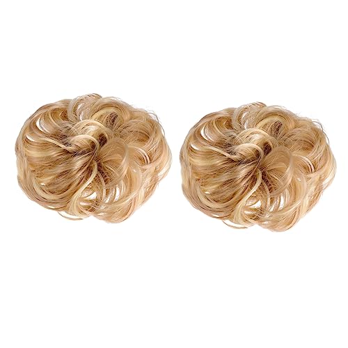 HAMPPLIES 2 Stück Messy Bun Haarknoten Haarteil Elastisches Gummiband Synthetische Chignon Extensions Natürlicher Look Bequem für Damen Alltag Party Hochzeit von HAMPPLIES