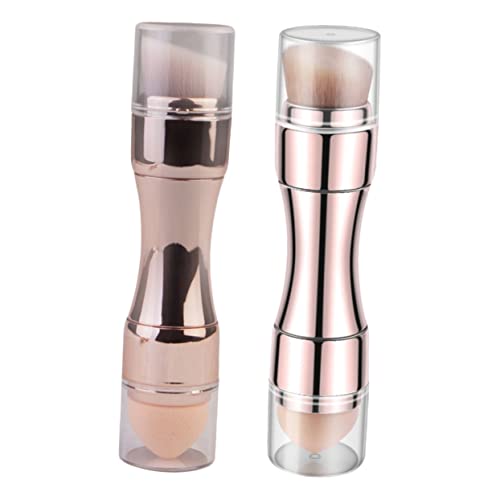 HAMPPLIES 2 Stück Multifunktionaler Make Up Pinsel für Frauen Teilig Mit Foundation Concealer Lidschatten und Pinsel Langlebige Synthetische Borsten Tragbar in Gold und Roségold von HAMPPLIES