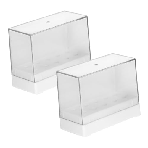 HAMPPLIES 2 Stück Nail Drill Bit Organizer Aufbewahrungsbox Transparent Kunststoff Staubdicht Maniküre Bits Halter Nagelfräser Zubehör für Zuhause von HAMPPLIES