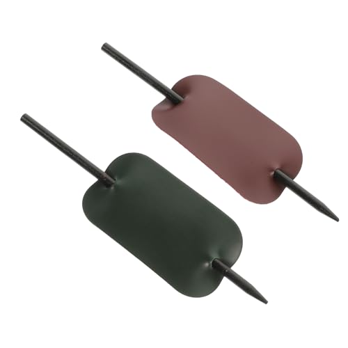 HAMPPLIES 2 Stück PU Leder Haarspangen Damen Haarschmuck mit Stab Stilvolle Haarhalter für Pferdeschwanz und Dutt Modische Haarklammern in Grün und Weinrot Vielseitig für Elegantes Styling von HAMPPLIES
