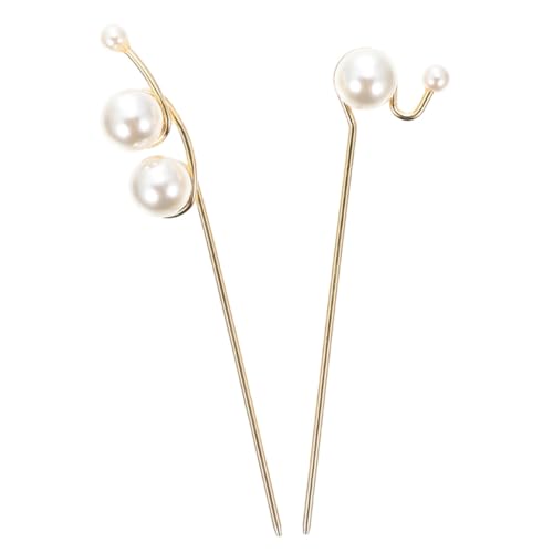 HAMPPLIES 2 Stück Pearl Haarstäbchen für Frauen Minimalistischer Haarschmuck mit Großen Perlen Glatte Kanten Geeignet für Lange Haare für Alltag Partys Casual und Hochzeiten von HAMPPLIES