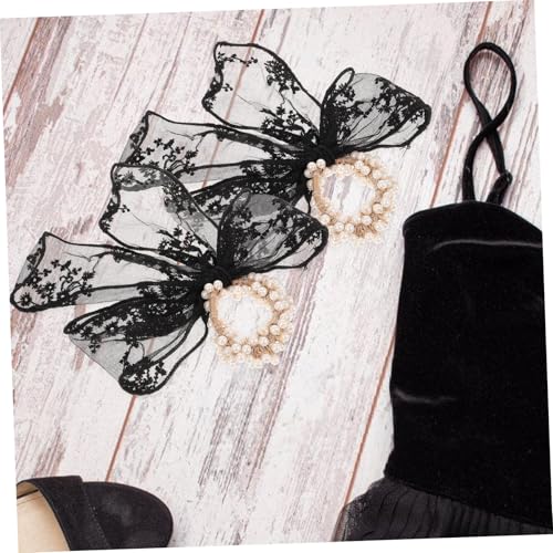 HAMPPLIES 2 Stück Perlen Haargummis mit Schleife aus Spitze Haarschleifen für Damen Langlebige Ponytail Halter Haarschmuck für Alltag und Fest Schwarz Gemustert HAMPPLIES 2 Stück Perlen Haargummis mit Schleife aus Spitze Haarschleifen für Damen Langlebige Ponytail Halter Haarschmuck für Alltag und Fest Schwarz Gemustert von HAMPPLIES
