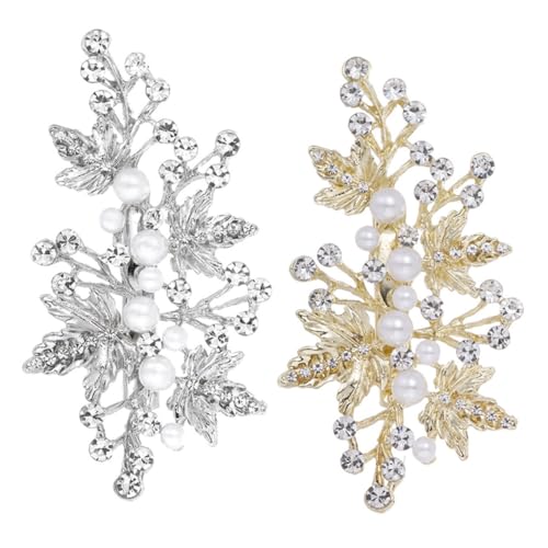 HAMPPLIES 2 Stück Perlen Haarspangen mit Strass Design Elegante Haarklammern für Frauen und Mädchen Stabile Braut Haarschmuck Clips Geeignet für Hochzeiten und Alltag Modische Accessoires von HAMPPLIES