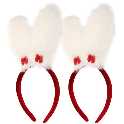 HAMPPLIES 2 Stück Plüsch Hasenohren Haarreif Weiches Bunny Ear Stirnband für Mädchen Bequemer Kopfbügel Passend für Party Karneval Ostern und Cosplay Dekoratives Hasenohr Haarband von HAMPPLIES