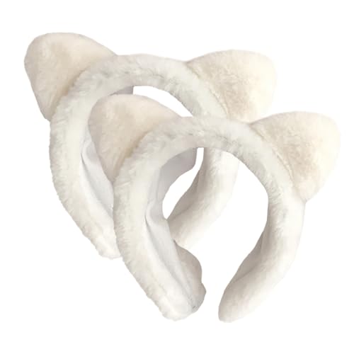 HAMPPLIES 2 Stück Plüsch Stirnband mit Katzenohren Weich und Breit Elastisch für Make up Gesichtsreinigung Spa und Maskenanwendung Modisches Damen Haarband für Täglichen Gebrauch von HAMPPLIES