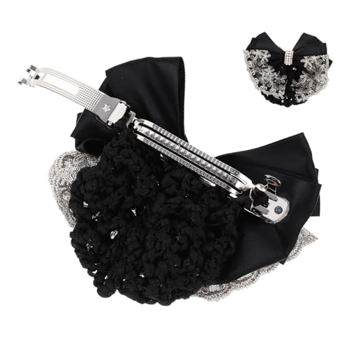 HAMPPLIES 2 Stück Professionelles Haarnetz für Damen Schwarzes Netz mit Spitzenrand Leichter Stabiler Haarspangen dutt halter Einfach zu Befestigen für Berufskleidung und Uniformen von HAMPPLIES