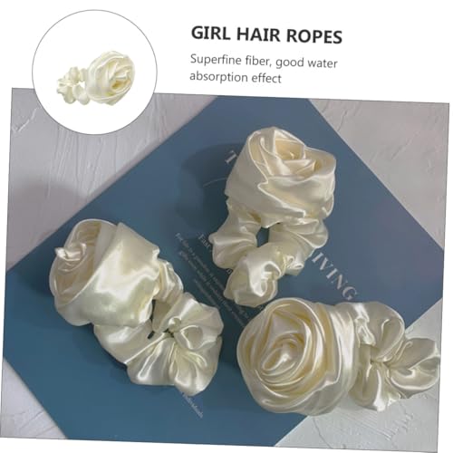 HAMPPLIES 2 Stück Retro Haargummis mit Elastischen Weißen Rosenblüten Große Haarringe als Stilvolle Haarschmuck Accessoires für Frauen und Mädchen Wiederverwendbar und Pflegeleicht von HAMPPLIES