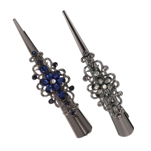 HAMPPLIES 2 Stück Retro Haarklammern Große Haarspangen Schwarz und Blau Rutschfeste Duckbill Haarklammern für Damen Haarschmuck für Besondere Anlässe und Alltag von HAMPPLIES