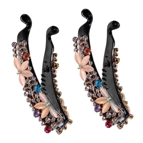 HAMPPLIES 2 Stück Rhinestone Banana Clip Haarklammer mit Opal und Rutschfeste Haarspange für Damen Modischer Haarschmuck für Stylings und Pferdeschwanz von HAMPPLIES