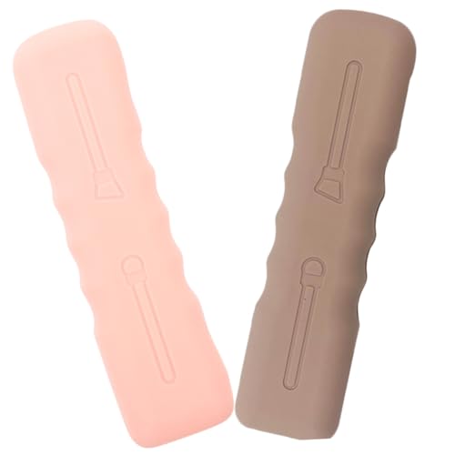 HAMPPLIES 2 Stück Silikon Kosmetiktasche Pinselaufbewahrung Leicht und Langlebig Reise Make Up Pinsel Organizer Tasche für Frauen Hellbraun von HAMPPLIES