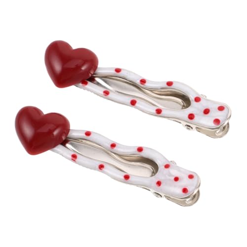 HAMPPLIES 2 Stück Süße Herz Punkte Haarspangen Seitliche Haarklammern für Mädchen Niedliche Haarschmuck Accessoires Geeignet für Alltag Party und Valentinstag Einfach zu Befestigen von HAMPPLIES