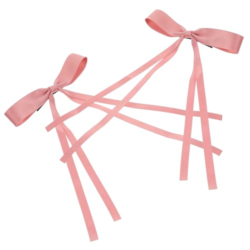 HAMPPLIES 2 Stück Süße Rosa Haarspangen mit Schleifenribbon Flexible Haarschmuck Accessoires für Dickes und Dünnes Haar Modisch für Junge Mädchen und Besondere Anlässe Wie Hochzeit und Party von HAMPPLIES