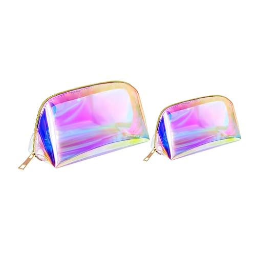 HAMPPLIES 2 Stück TPU Kosmetiktasche Transparent Großer Kulturbeutel Reise Toilettenbeutel Modisch Halbrund für Damen und Herren Praktische Aufbewahrung von HAMPPLIES