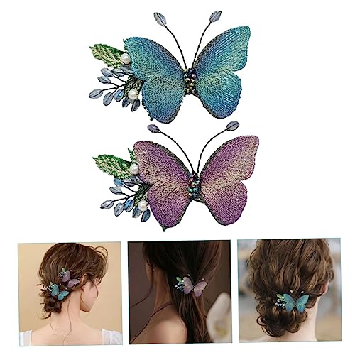 HAMPPLIES 2stücke Schmetterling Clips Mit Gestickten Schmetterlingen Entenschnabel Seite Clips Haarspangen Für Frauen Mädchen Haar Zubehör Für Party Hochzeit Alltag von HAMPPLIES