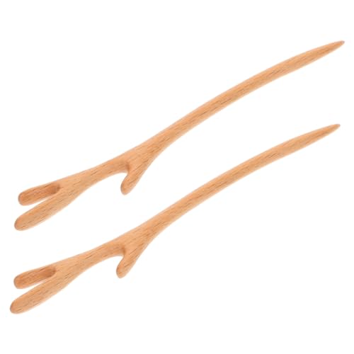 HAMPPLIES 2 Stück Teiliges Chinesischer Haarstab aus Holz Vintage Haarnadel mit Geschnitztem Antler Design Klassisch Elegant für Damen Vielseitig Einsetzbar Haarschmuck für Dutt und von HAMPPLIES