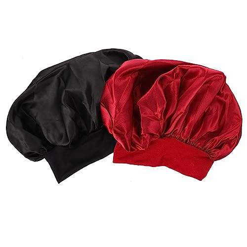 HAMPPLIES 2 Stück Teiliges Elastisches Schlafhauben für Damen Weiche Glänzende Haarmütze Vielseitig als Haarnetz Salon und Duschhaube Dehnbar Passend für Verschiedene Kopfgrößen von HAMPPLIES