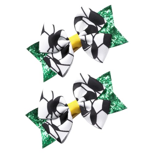 HAMPPLIES 2 Stück Teiliges Fußball Haarspangen für Mädchen Kleine Schleifen Glitzernde Sport haarclips Leichte Haarschmuck Accessoires für Party Hochzeit und Alltag von HAMPPLIES