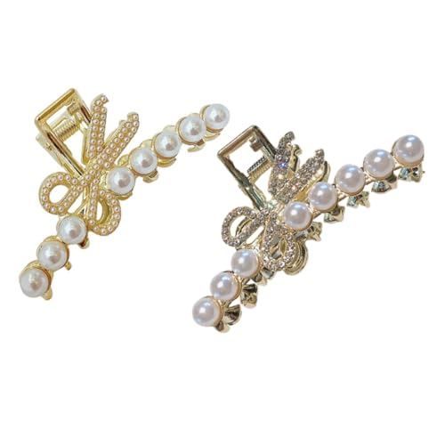 HAMPPLIES 2 Stück Teiliges Haarklammer Perlenimitat Kreative Metall haarspangen Stilvolle Haarschmuck accessoires für Damen Vielseitig für Alltag Party und Urlaub Geeignet von HAMPPLIES