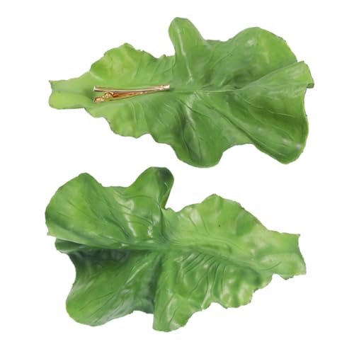 HAMPPLIES 2 Stück Teiliges Haarklammern Frauen Realistische Grüne Salatblatt Haarnadeln Leicht Modisch für Alltag und Party von HAMPPLIES