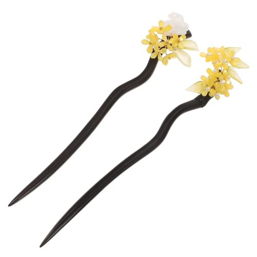 HAMPPLIES 2 Stück Teiliges Holz Haarnadeln Vintage Chignon Pin im Chinesischen Stil für Frauen Handgefertigte Holz Haarschmuck Leicht und Elegant für Hochzeit und Besondere Anlässe von HAMPPLIES