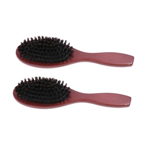 HAMPPLIES 2 Stück Teiliges Holzkämme mit Gepolsterten Wildschweinborsten Ergonomischer Griff Sanfte Kopfhautmassage Entwirrt Schmerzfrei für Männer und Frauen Tiefgrau von HAMPPLIES