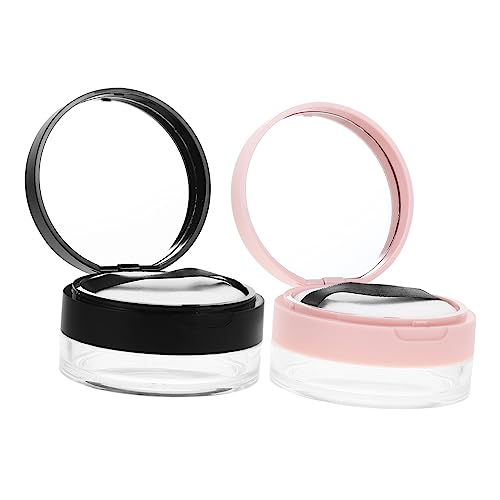 HAMPPLIES 2 Stück Teiliges Lose Puderbehälter mit Spiegel und Puderquaste Tragbare Make Up Döschen für Losen Puder und Setting Powder Kompakt und Reisefreundlich für Damen Unterwegs von HAMPPLIES