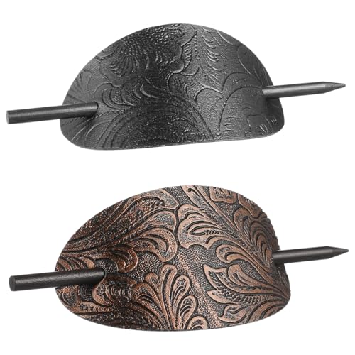 HAMPPLIES 2 Stück Teiliges Retro Haarnadeln aus Leder mit Stab Stilvolle Haarschmuck für Frauen Einfache Anwendung für Pferdeschwanz Dutt und Flechtfrisuren Schicke Ponytail Clips in von HAMPPLIES