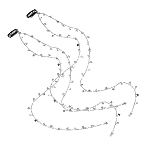 HAMPPLIES 2 Stück Teiliges Sternanhänger Haarketten mit Clip Leichte Langlebige Haaraccessoires für Flechtfrisuren Damen Geschenkidee Modisch Robust von HAMPPLIES