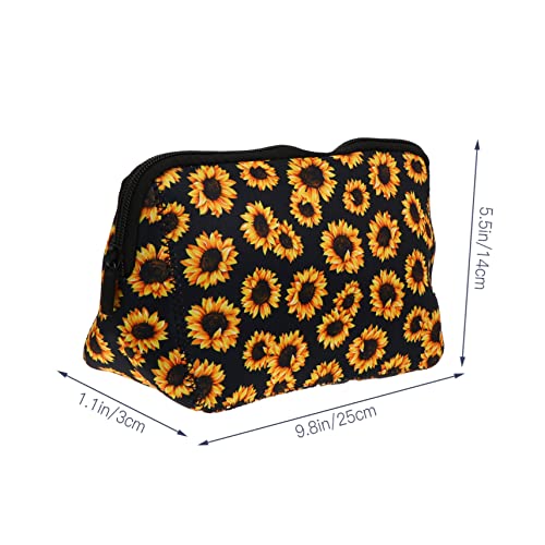 HAMPPLIES 2 Stück Teiliges Sunflower Make Up Täschchen Leichter Kosmetik Organizer aus Gummi Kompakte Kulturbeutel mit Großem Fassungsvermögen für Reisen und Alltag Handliche von HAMPPLIES