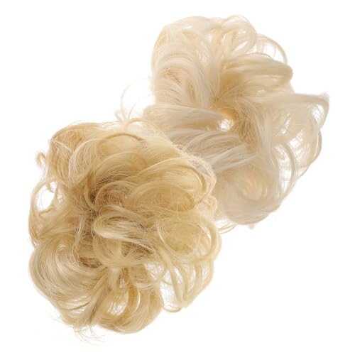 HAMPPLIES 2 Stück Teiliges Synthetisches Haarteil Dutt Gewellte Lockige Scrunchies Volumöses Haargummi Komfortabel und Hautfreundlich Einfaches Styling für Damen und Mädchen von HAMPPLIES