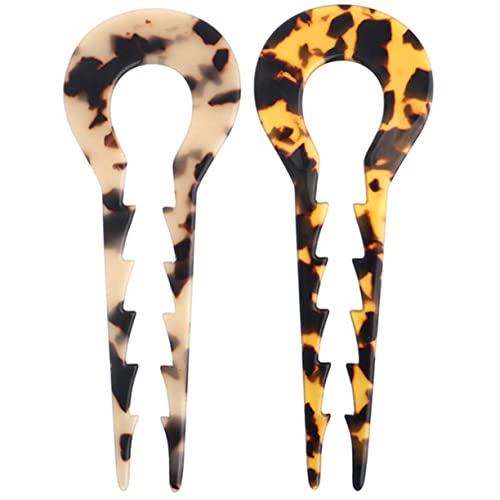 HAMPPLIES 2 Stück Teiliges U Förmiges Haarschmuck aus Acetat Rutschfestes Haarpin für Damen Lange Haarstäbe in Beige und Schildpatt für Pferdeschwanz Dutt und Klassische Frisuren von HAMPPLIES
