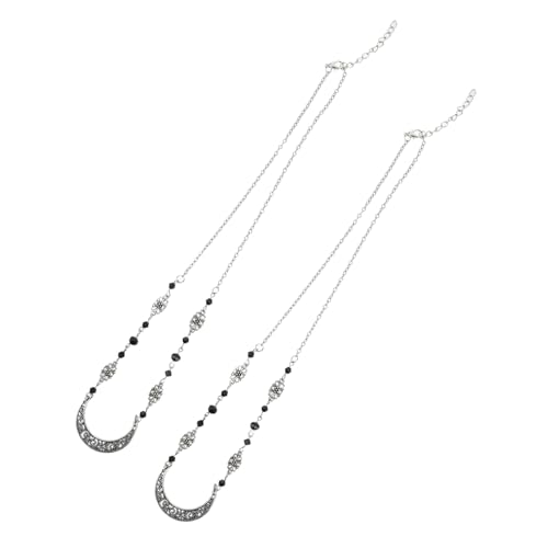 HAMPPLIES 2 Stück Teiliges Vintage Stirnkettenset mit Hohlem Sichelmond design Legierung und Kunstkristall Vielseitig Tragbar als Haarband oder Halskette Eleganter Boho schmuck für Damen zu von HAMPPLIES