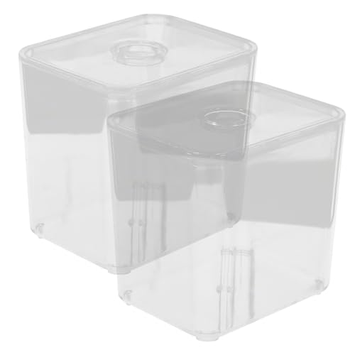 HAMPPLIES 2 Stück Transparente Wattepads und Wattestäbchen Aufbewahrungsbox mit Deckel Stapelbarer Kosmetik Organizer für Make up Multifunktionale Kunststoffbox für Hautpflege und von HAMPPLIES