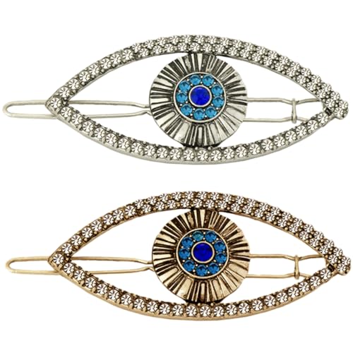 HAMPPLIES 2 Stück Vintage Evil Eye Haarklammern mit Strasssteinen Modische Haarspangen für Damen Eleganter Haarschmuck Geeignet für Alltag und Besondere Anlässe Einzigartiges Design in von HAMPPLIES