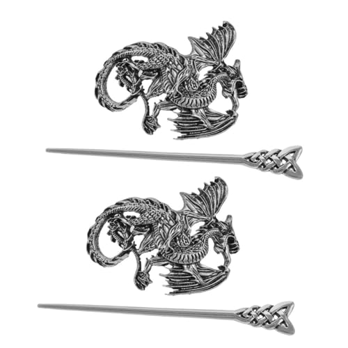 HAMPPLIES 2 Stück Vintage Haarschmuck Metall Haarforken Drachenform Stabile Haarnadeln für Dutt und Flechtfrisuren Damen Party Hochzeit Zubehör Chinesische Haarstäbchen von HAMPPLIES