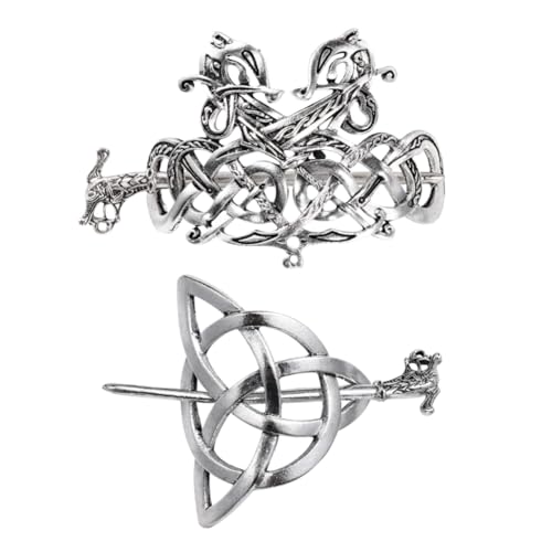 HAMPPLIES 2 Stück Vintage Keltische Haarspangen Metall Haarklammern mit Wikinger Knoten Design Langlebige Haarschmuck Accessoires für Damen und Mädchen für Zöpfe und Stilvolle Frisuren von HAMPPLIES