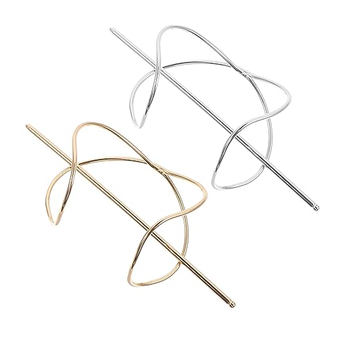 HAMPPLIES 2 Stück Vintage Metall Haarnadeln für Damen Unregelmäßige Gebogene Haarspangen in Gold und Silber Eleganter Dutthalter für Hochzeit Party und Alltag Rutschfeste Styling Clips für von HAMPPLIES