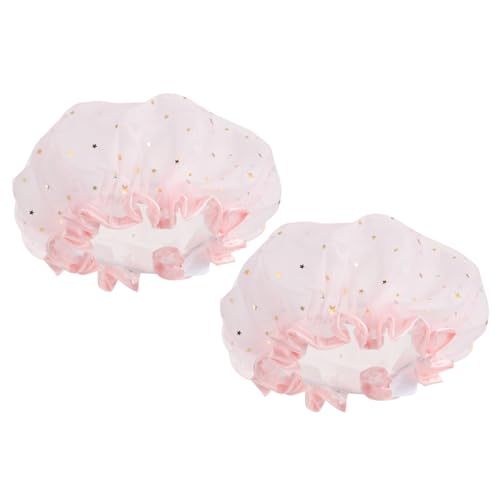 HAMPPLIES 2 Stück Wasserdichte Duschhaube für Damen Leichte Badekappen mit Glattem Material Wiederverwendbar Schützend für Haare Beim Baden Gesichtwaschen und Make Up Praktische Mädchen von HAMPPLIES