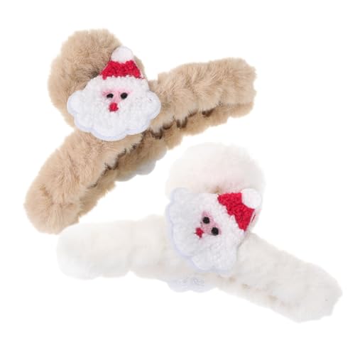 HAMPPLIES 2 Stück Weiche Große Plüsch Haarklammern für Dickes Haar Weihnachts Haarspangen Damen Dekorative Haar Clips für Teenager Vielseitige Haarschmuck Accessoires für Alltag und Festtage von HAMPPLIES
