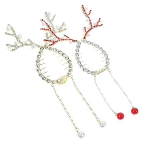 HAMPPLIES 2 Stück Weihnachtliche Haarklammern Metall Haarklammer mit Rentier Geweih Dutt Halter Haarklammer für Dünnes Haar Frauen Modischer Haarclip für Sicheren Sitz und Festlichen Look von HAMPPLIES