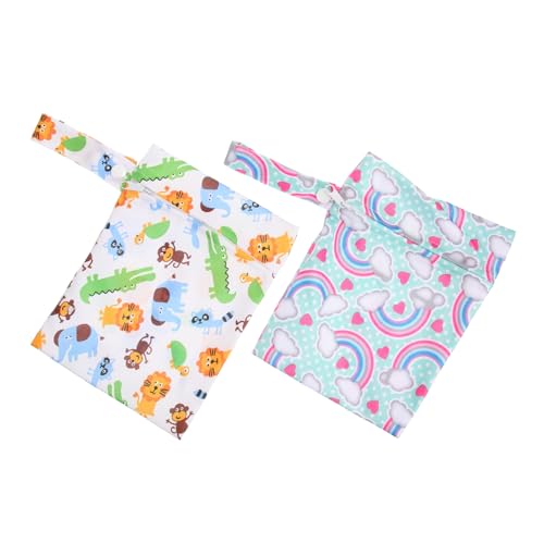 HAMPPLIES 2stücke wasserdichte Windelaufbewahrungstaschen Cartoon Design Wiederverwendbare Organizer Beutel Für Nasse Und Trockene Babyartikel Für Unterwegs Und Zuhause von HAMPPLIES