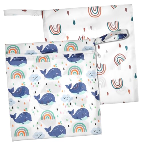 HAMPPLIES 2stücke Wickeltasche Mit Cartoon-Muster Reise-mäppchen Für Stillzubehör Nasse-Taschen Für Windeln Und Babyartikel Druckknopf-Riemen von HAMPPLIES