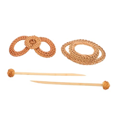 HAMPPLIES 2 Teiliges Boho Haarspangen Handgefertigt Chinesische Stil Haarstäbe aus Rattan Zuverlässiger Griff für Zartes Haar Vielseitig für Frauen und Teenager für Festival von HAMPPLIES